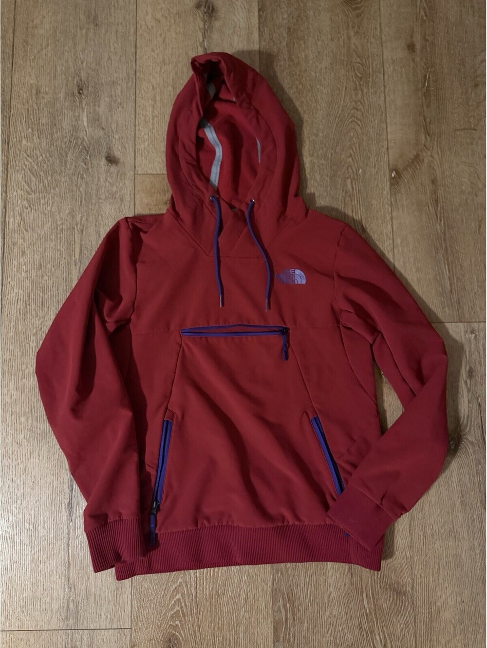 The North Face Tekno Pullover Hoodie Softshell Jacket Red Womens Size XS